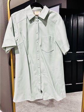 Anthropologie Maeve Mint Dress in faux leather